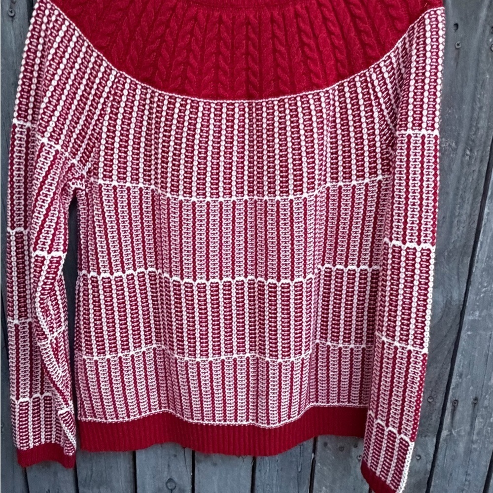 Talbots Red and White Women's Sweater - Picture 4 of 5